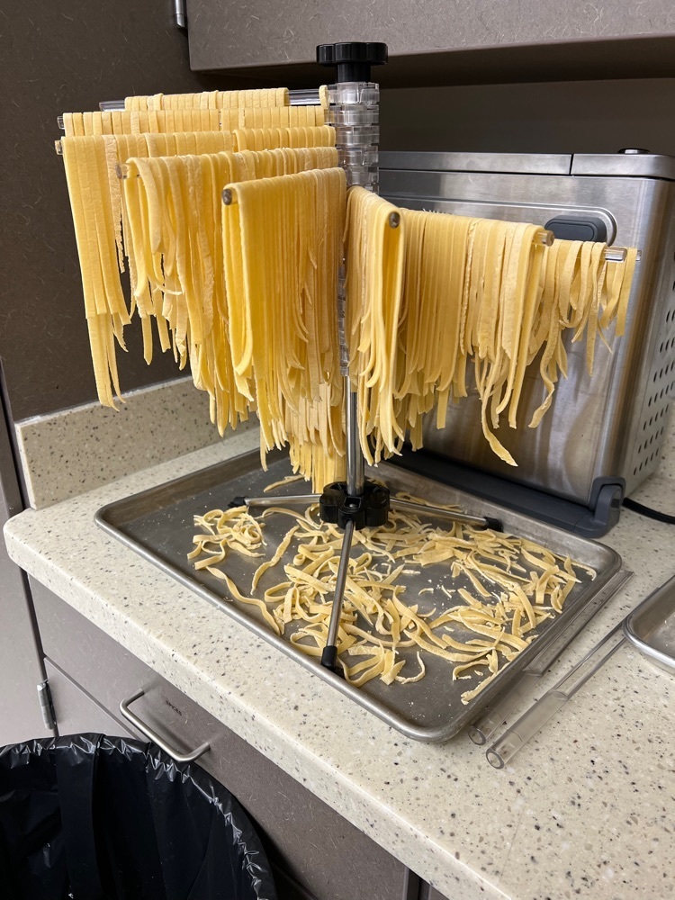 Fettuccine noodles drying